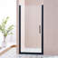 Porte de douche simple à battant - Alliage d'aluminium noir mat, verre trempé transparent de 1/4 po (6 mm) d'épaisseur