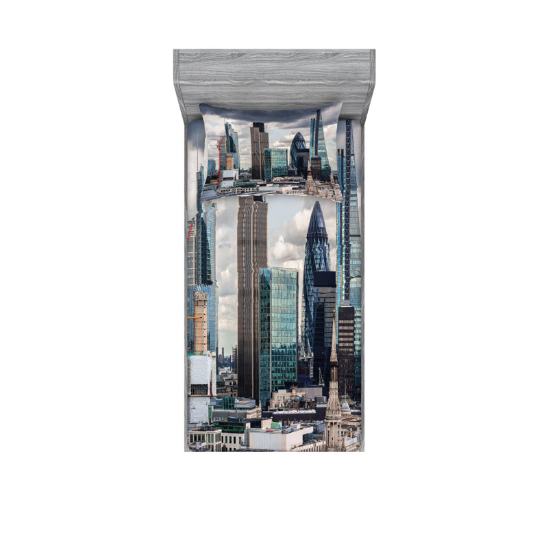 Ensemble de draps London Skyline, Ensemble de draps pour lit simple avec drap-housse