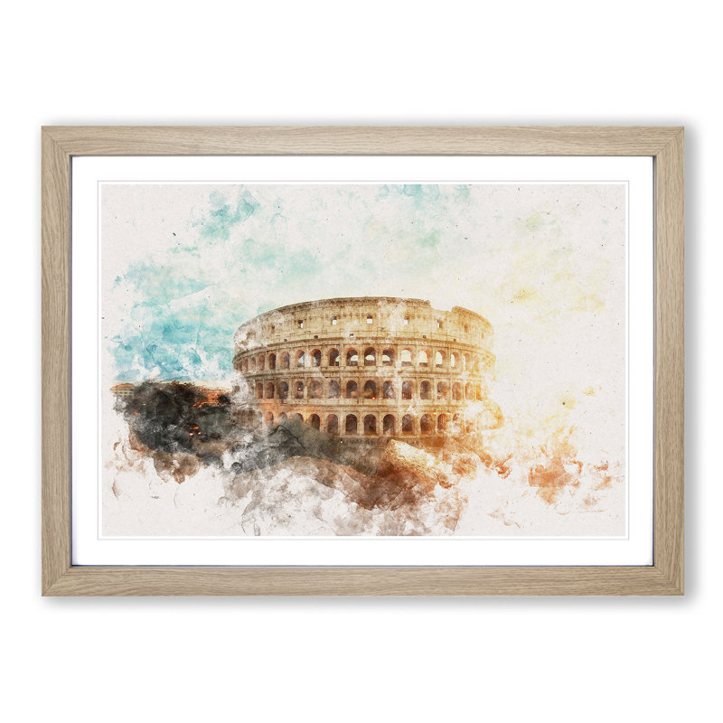 The Colisium in Rome Italy - Picture Frame Painting Print, Oak Framed, 45cm H x 63cm W x 2cm D