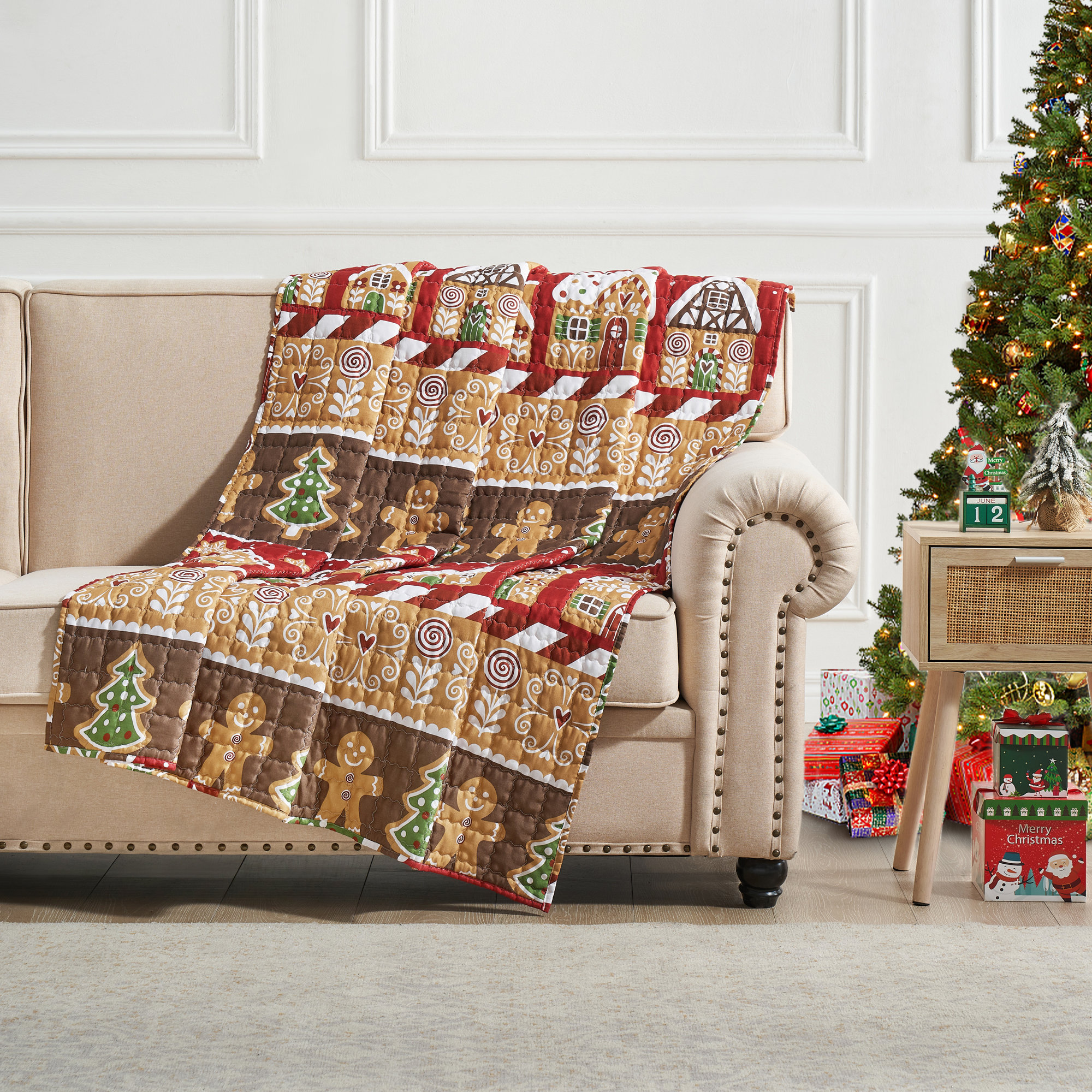 Greenland Home Fashions Gingerbread Lane Reversible Throw | Wayfair