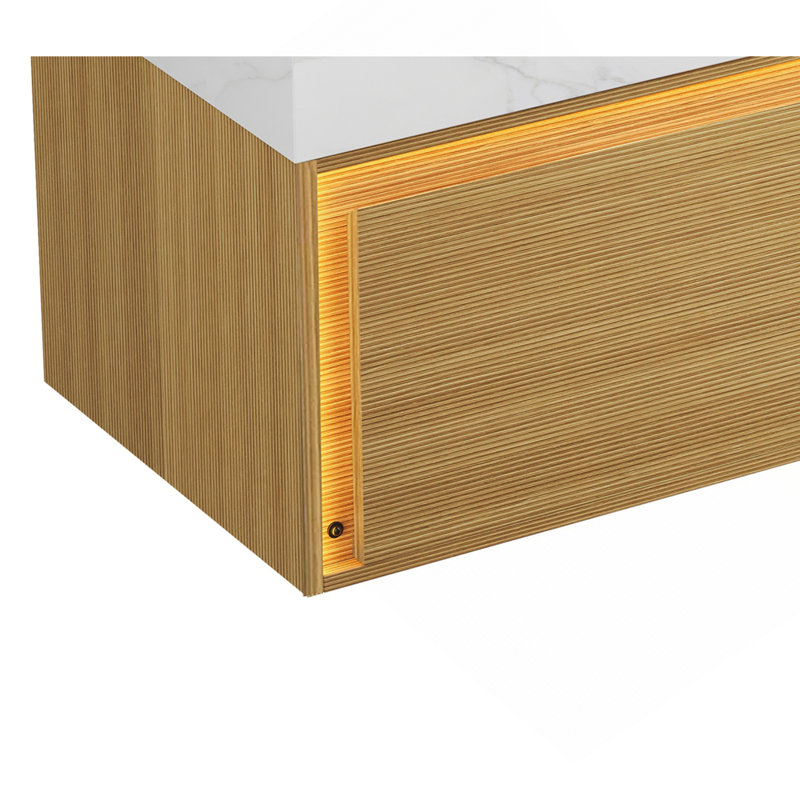 Armoire murale 48 po avec deux tiroirs, sans comptoir ni lavabo, sans robinet ni drain, couleur grain de bois clair