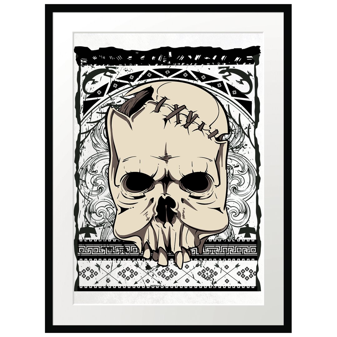 Gerahmtes Poster Native Skull White