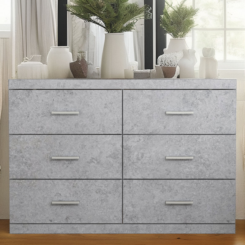 Caomhan 46.5" W 6 Drawer Dresser, Concrete Gray