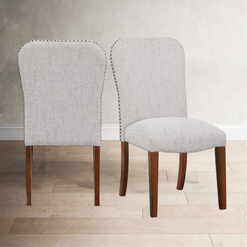Ensemble de 2 chaises de salle à manger en tissu performance avec têtes cloutées