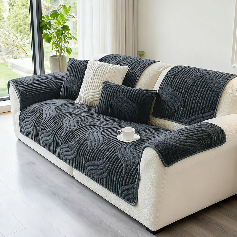 Sofa Slipcover, 90cm H x 160cm W x 90cm D, Dark Grey