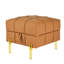 Rangement de 22 pouces en cuir rayé orange Tangy - Pet - Banc de hall d'entrée avec pieds en acier inoxydable doré-1531555424