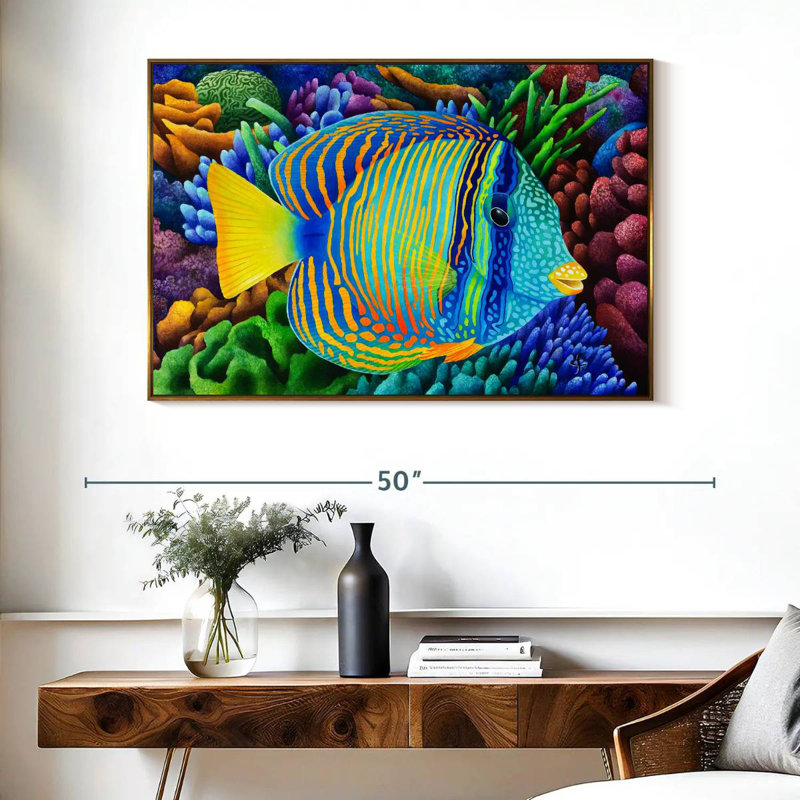 Sailfin Tang, 40 po x 27 po, Cadre flottant doré