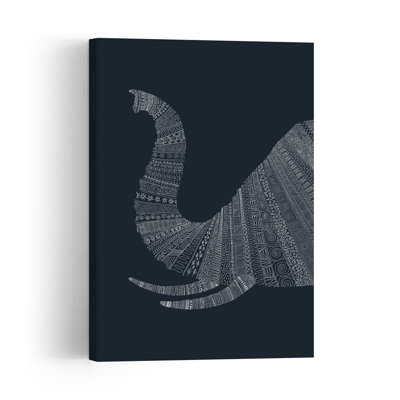 Zentangle Elephant Art Abstract Contemporary Wall Art Print 1 Piece Wrapped Canvas Wall Art