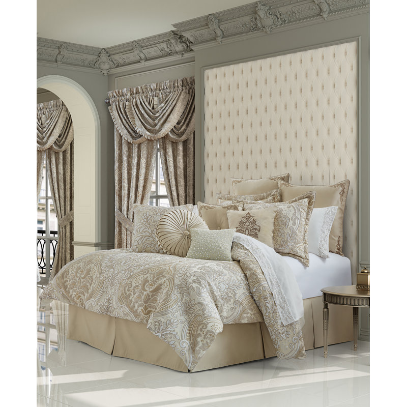 Champagne Ivory Damask 20" Square Decorative Throw Pillow