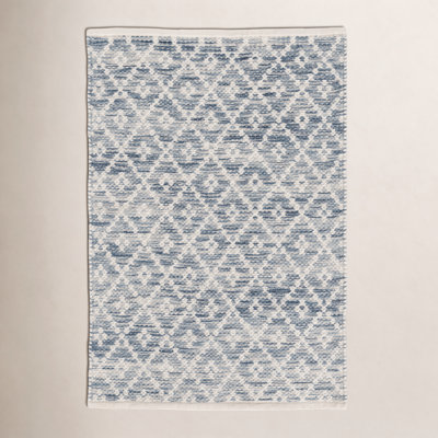 Melange Diamond Blue Hand-Woven Geometric Rug