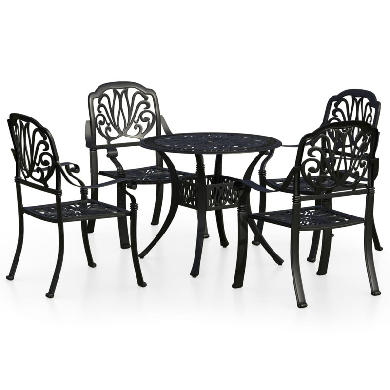 Bannockburn 4 - Person Patio Dining Set with Round Table, Black