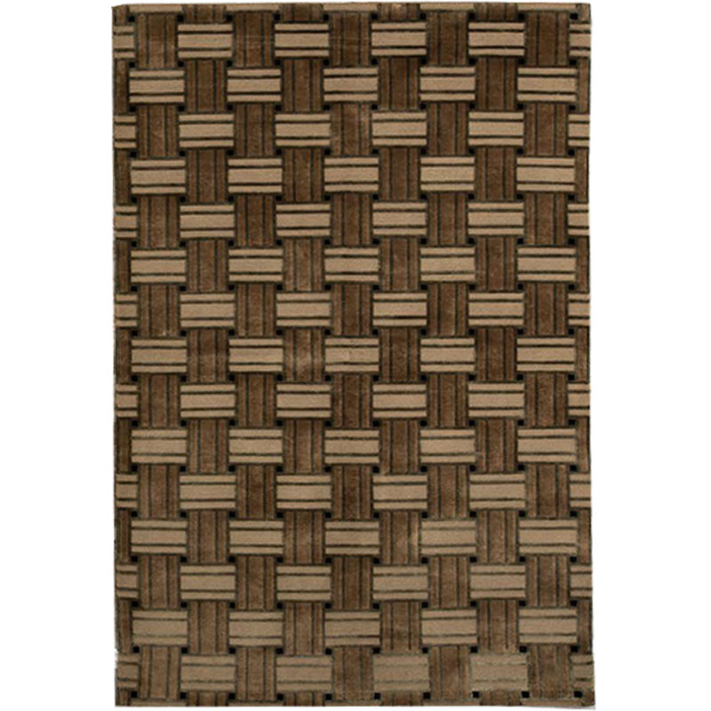 Himalayan Wool Geometric Area Rug in Brown