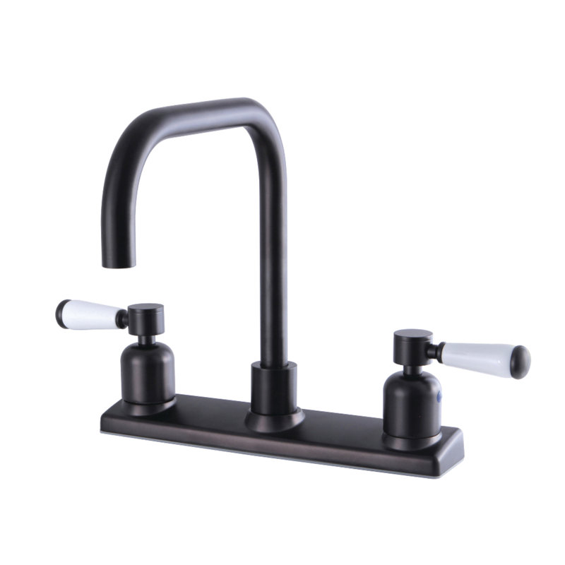 Kingston Brass Paris Two-Handle 2-Hole 8" Centerset Kitchen Faucet, Oil Rubbed Bronze