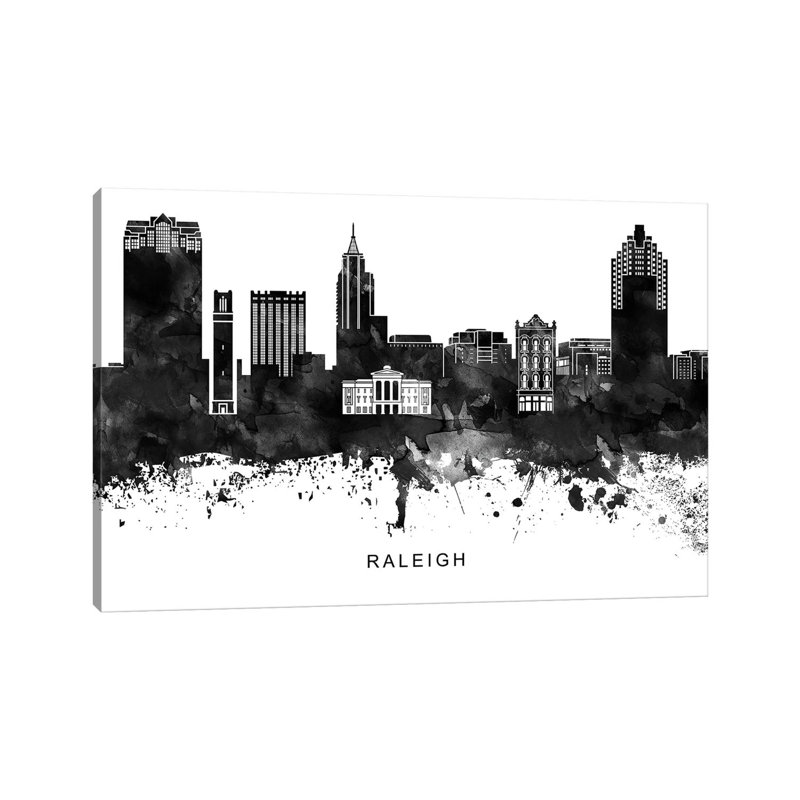 «Raleigh Skyline Black & White» par Walldecoraddict - Toile tendue avec châssis sur toile tendue