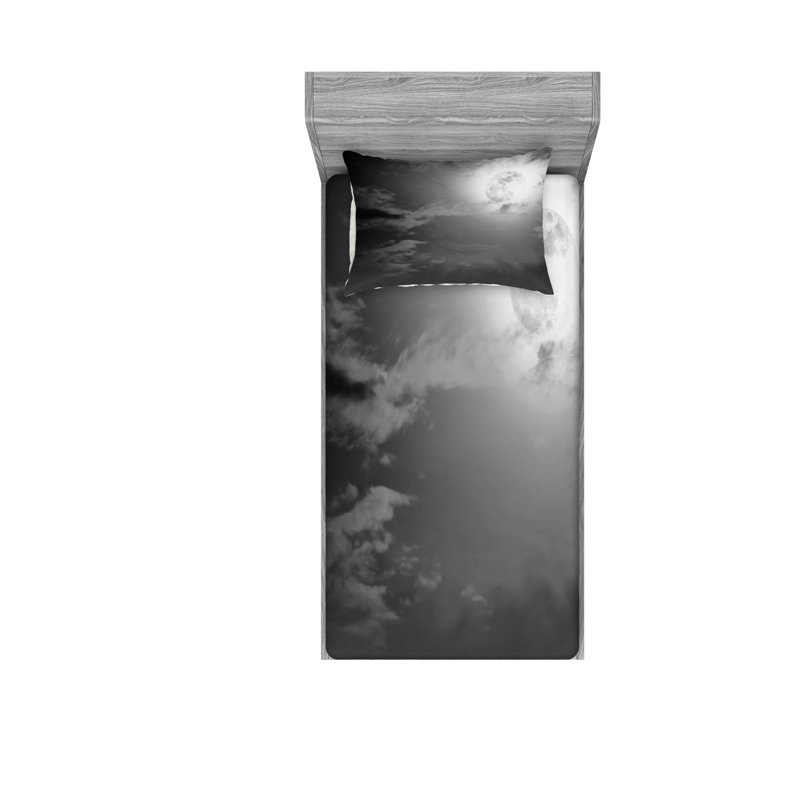 Ensemble de draps Full Moon and Clouds, Ensemble de draps pour lit simple TG avec drap-hou