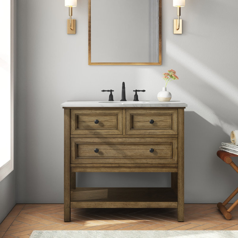 Voss 36" Single Bathroom Vanity Set, Driftwood