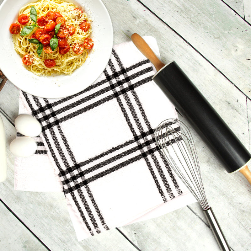 Cotton Stripe Waffle Tea Towel Kitchen Towel, Grey