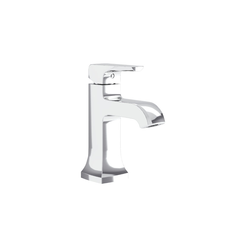 Robinet de salle de bain chêne monocorps à poignée simple avec bonde à poussoir, Chrome poli
