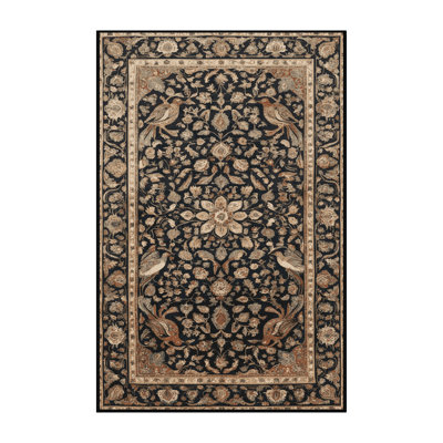 Machine Washable Persian Black Area Rug