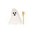 Stoneware Ghost Shaped Dish With Bamboo Spoon
