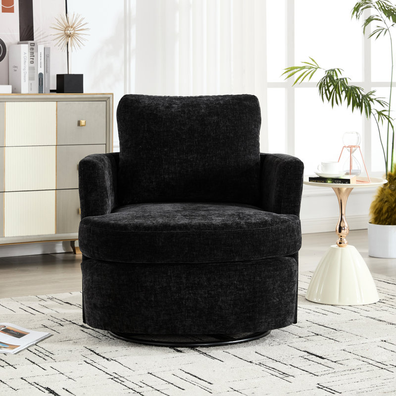 Fauteuil pivotant en chenille avec métal à 360 degrés, confortable et respirant pour une utilisation à long terme, idéal pour le bureau ou la maison, instructions d'assemblage simples et claires, plateau tournant, couleur noire