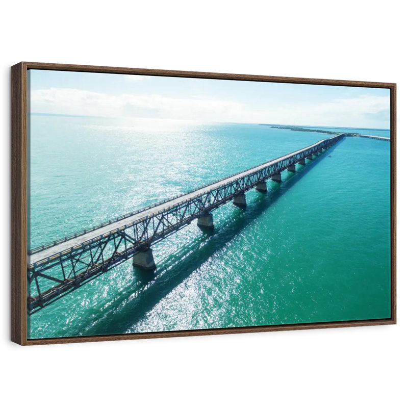 Pont des Florida Keys, 19 po x 13 po, Cadre flottant noyer