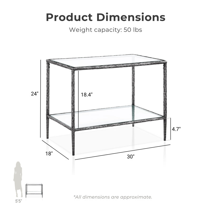 Lalia Modern Hammered Metal 1-Shelf End Table, Gray