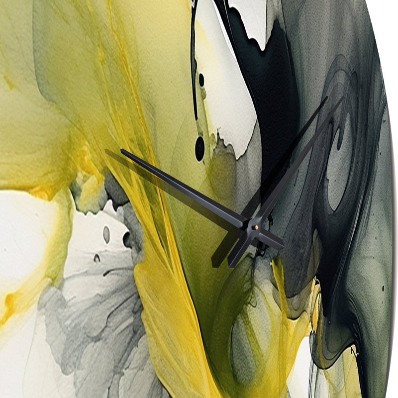 Horloge murale noire et jaune, Grand