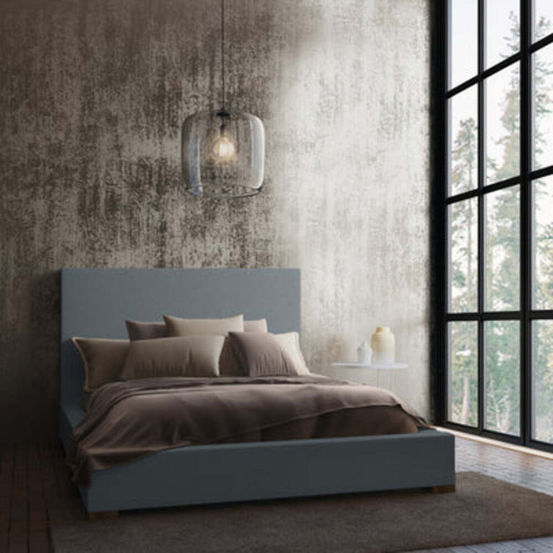 Sloan Upholstered Bed, California King, Pebble Weave Linen Haze, Natural