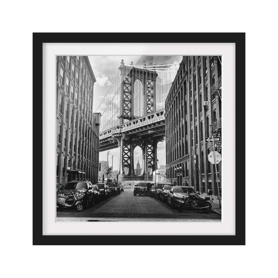 Gerahmter Grafikdruck Manhattan Bridge in America