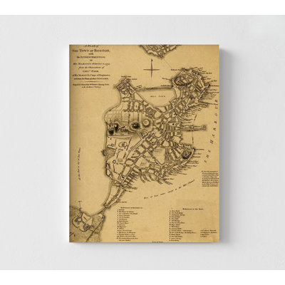 Boston In 1775, City Map Print, Map Of Boston Massachusetts, Framed Boston Poster, Rustic Guest Bathroom Remodel Idea, Entryway Wall Art