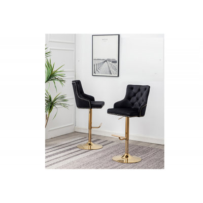 Tabouret de bar pivotant réglable avec base dorée (sans table)