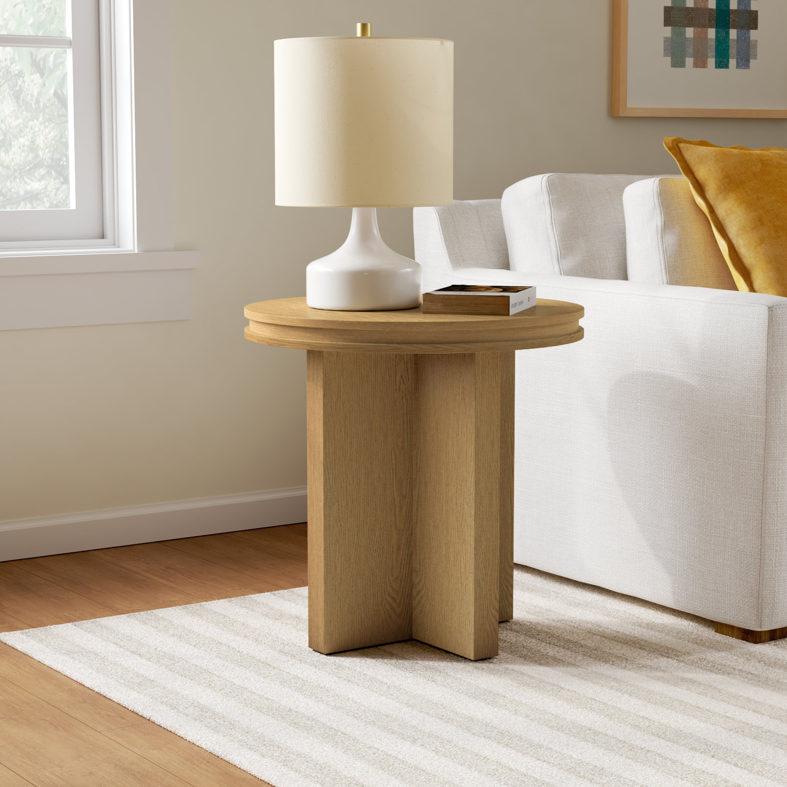 Southampton Solid and Manufactured Wood End Table, Beige