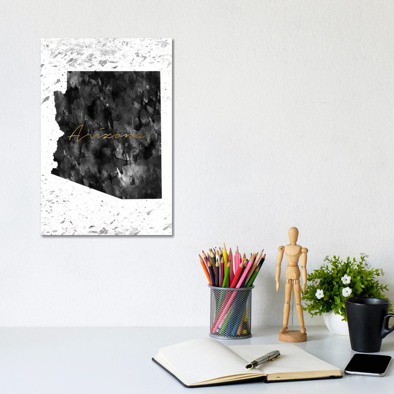 Arizona Black And White Gold - Wrapped Canvas Print, 30.48cm H x 20.32cm W