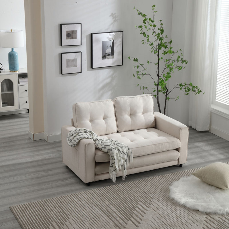 Ilionora 55'' Velvet Sofa, Ivory