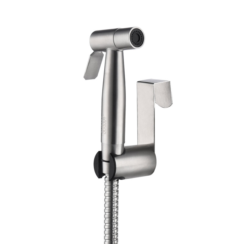 Elongated Hand Held Bidet, Silver
