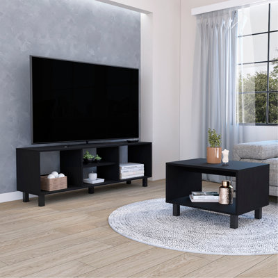 Ensemble de salon Eclipse Duo avec meuble télé et table basse avec accents en acier