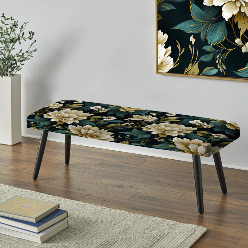 Banc vert rembourré damassé harmonie zen