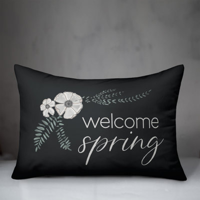  Welcome Spring Floral Rectangular Pillow Cover & Insert