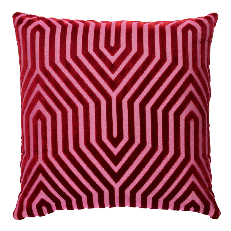 Schumacher x Mary Mcdonald Vanderbilt Velvet Pillow, Purple Geometric, 18" x 18"