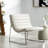 Stylish White Leather Occasional Seat With Materials And Accents Fashionable Chair Attractive Back, Suits Any Space