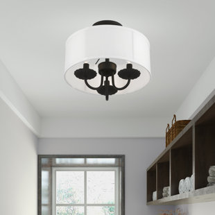 Sampson Linen Blend Semi Flush Mount