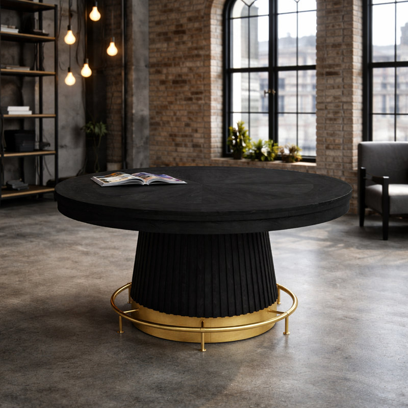 Table de poker 60 po avec repose-pieds et plateau de salle à manger Prohibition Series, Noir / or brossé