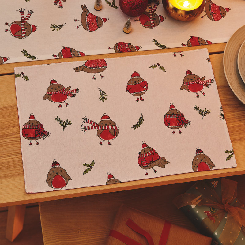Christmas Robins Placemat Pair