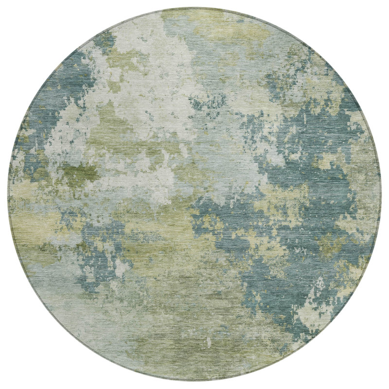 Machine Washable Indoor/Outdoor Jadiel ACN2367 Abstract Rug, Round 8'