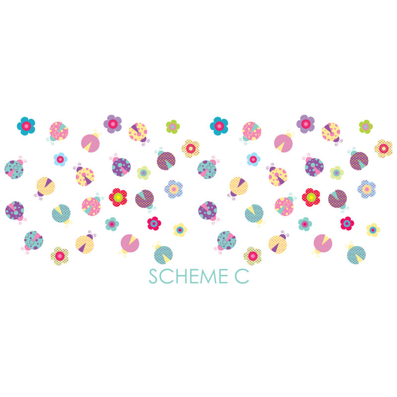 Décalcomanie murale coccinelle et vinyle fleur, Schéma C
