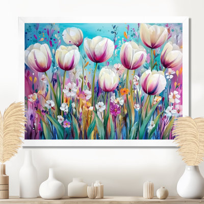 Fantaisie lavande et champ de tulipes IV - art mural grand format tulipes