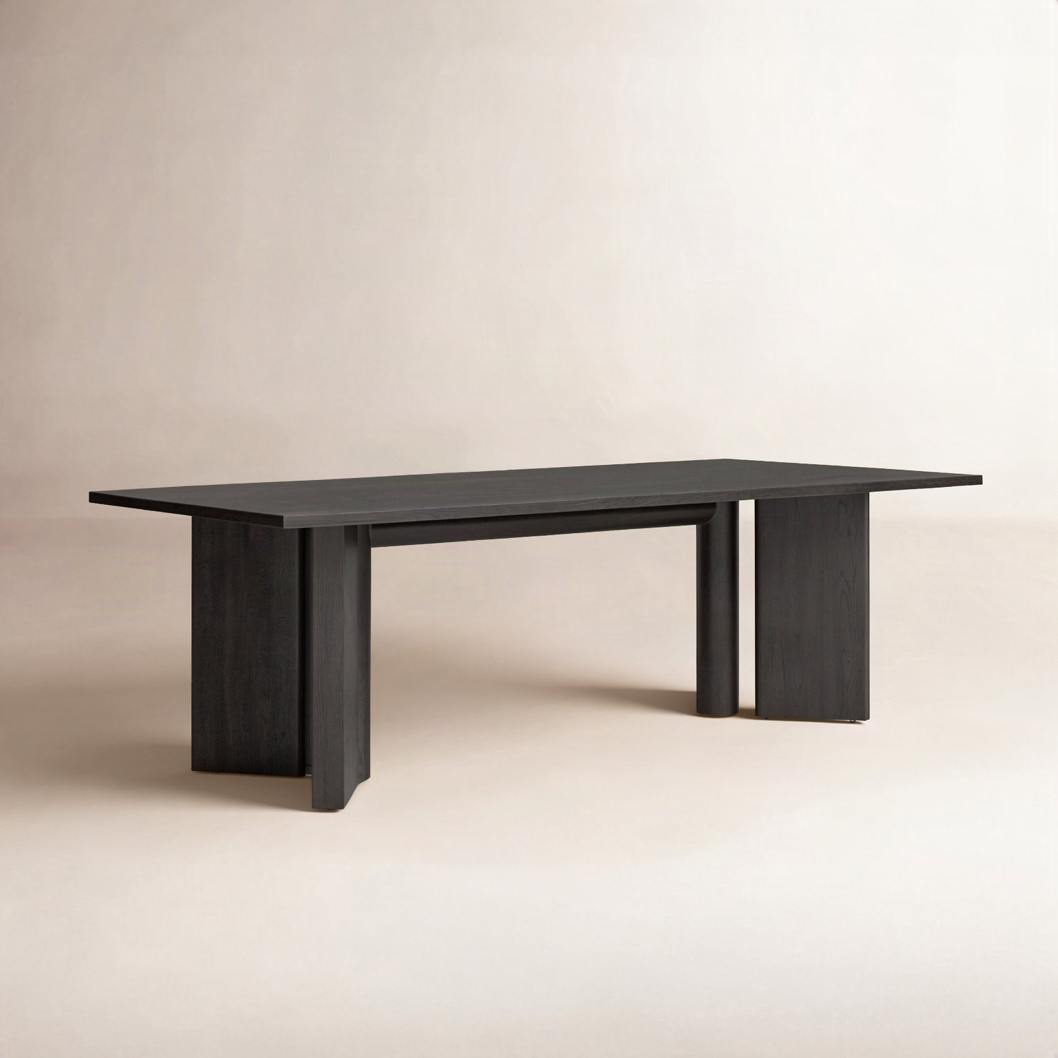 Olly Oak Dining Table, Smoked Black Veneer, 30" H x 84" D x 84" W