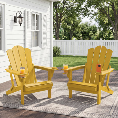 Ensemble de 2 chaises Adirondack en plastique PEHD résistant aux intempéries Devito (ensemble de 2)