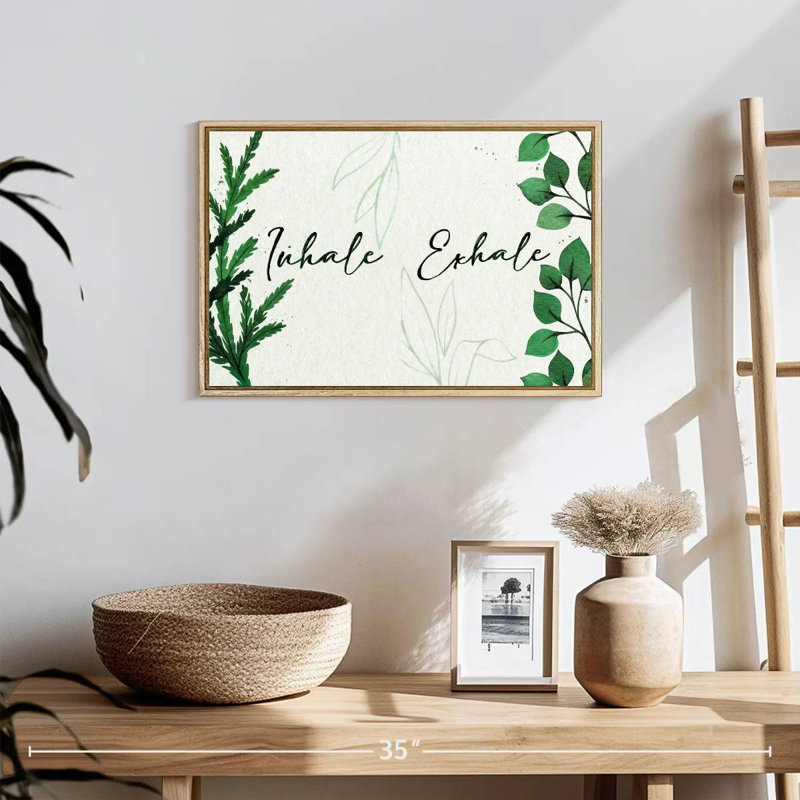 Inhale Exhale Zen II, Cadre flottant en bois naturel, 19 po x 13 po